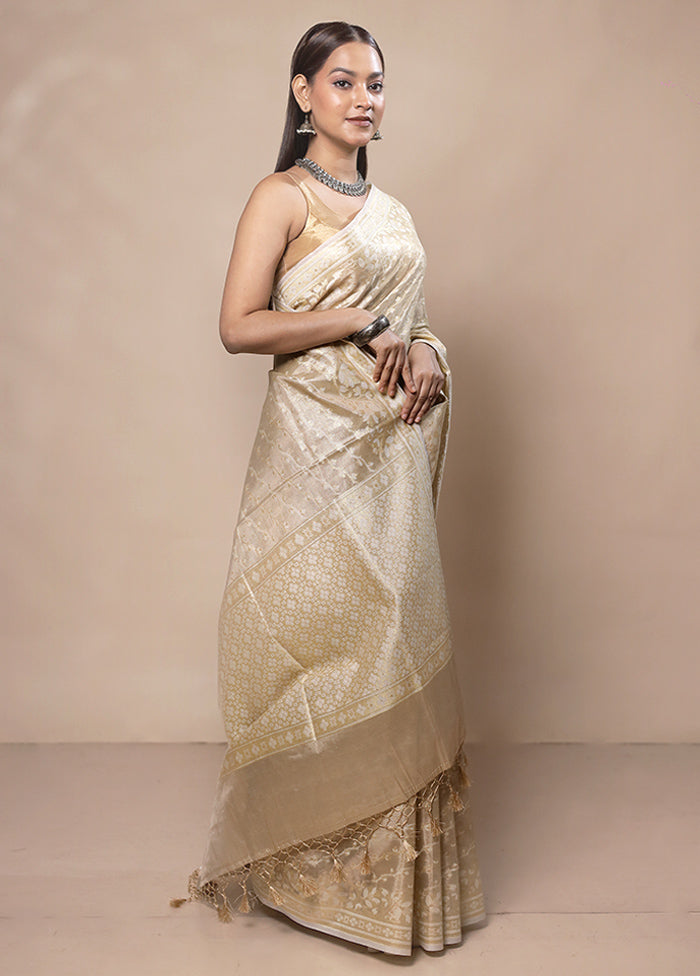 Brown Tissue Silk Saree With Blouse Piece