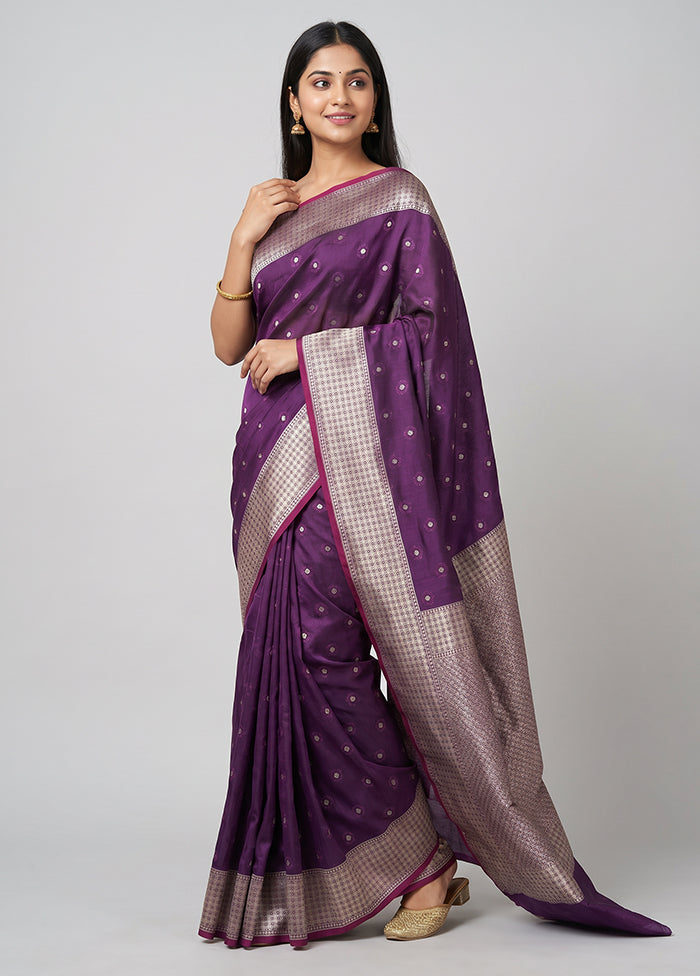 Purple Katan Silk Saree With Blouse Piece