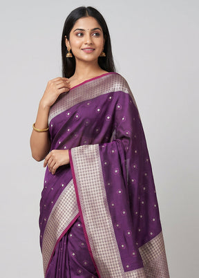 Purple Katan Silk Saree With Blouse Piece