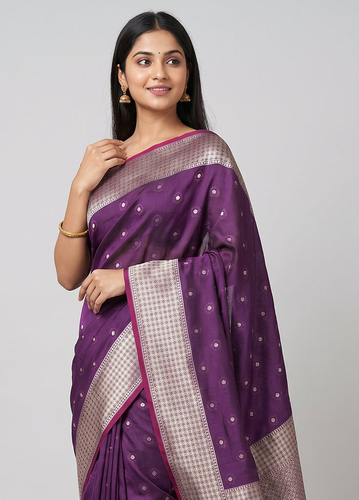 Purple Katan Silk Saree With Blouse Piece