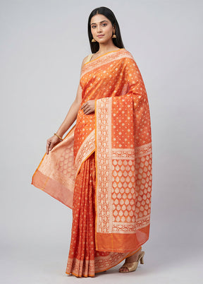 Pink Kora Silk Saree With Blouse Piece