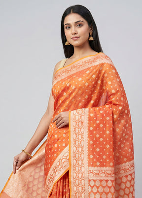 Pink Kora Silk Saree With Blouse Piece
