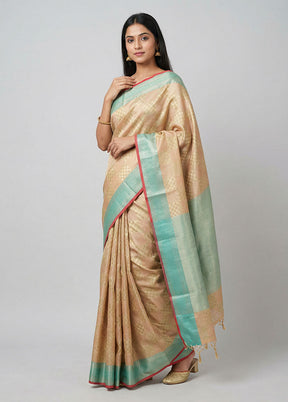Cream Organza Saree With Blouse Piece