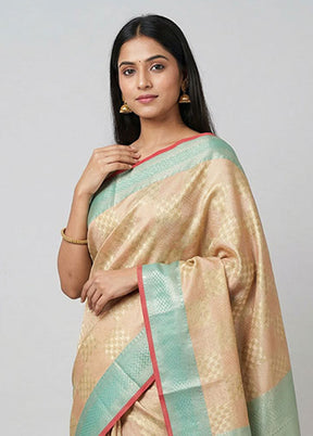 Cream Organza Saree With Blouse Piece