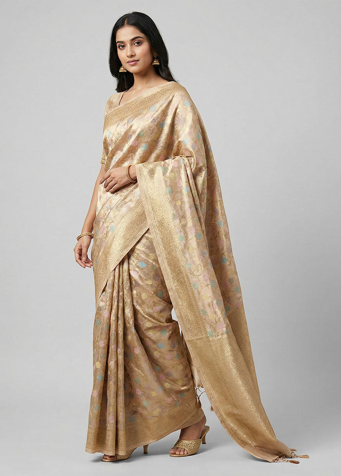 Pink Tissue Silk Saree With Blouse Piece