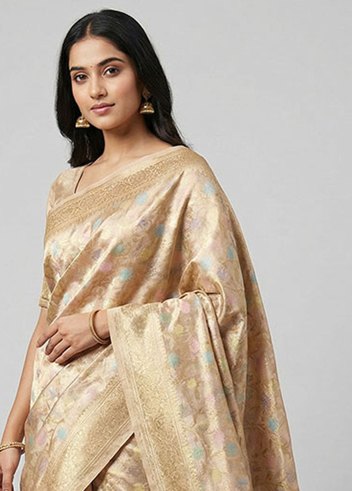 Pink Tissue Silk Saree With Blouse Piece