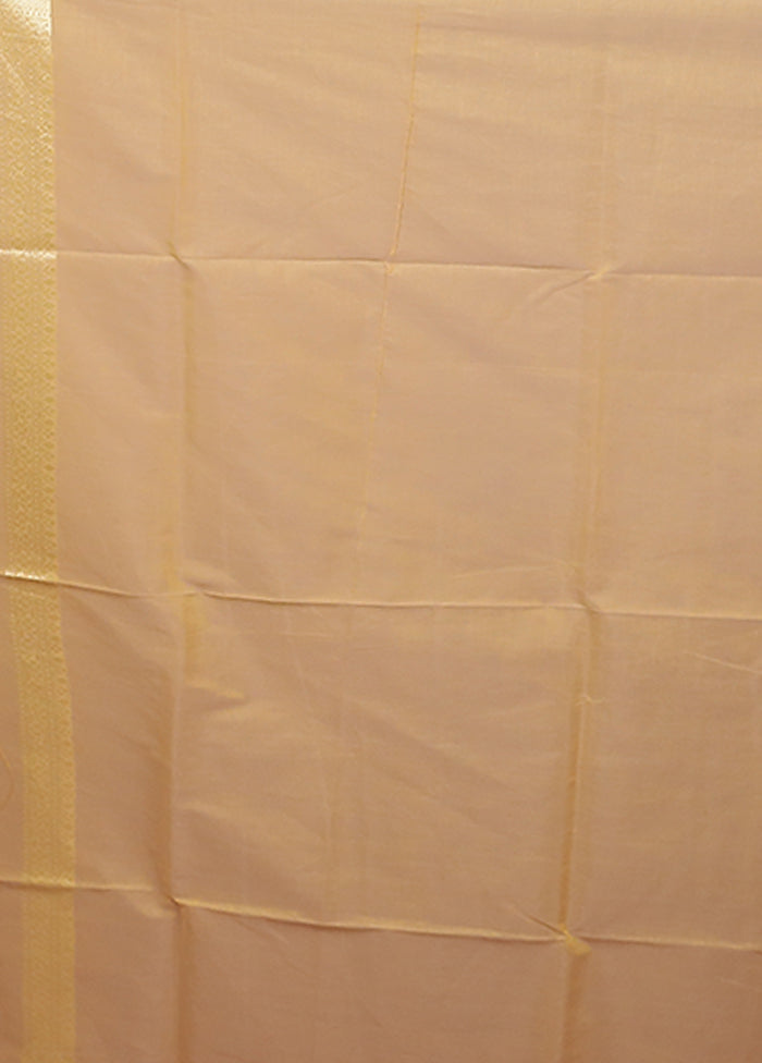 Yellow Kora Silk Saree With Blouse Piece