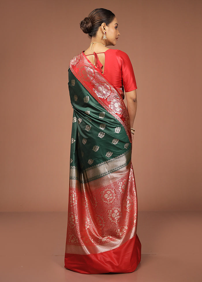 Green Katan Silk Saree With Blouse Piece