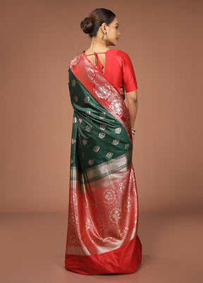 Green Katan Silk Saree With Blouse Piece