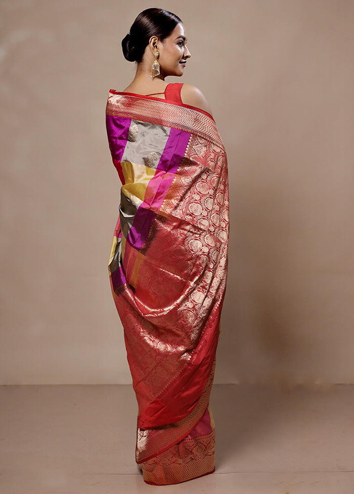 Pink Handloom Katan Pure Silk Saree With Blouse Piece
