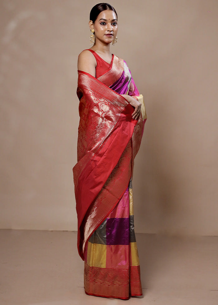 Pink Handloom Katan Pure Silk Saree With Blouse Piece