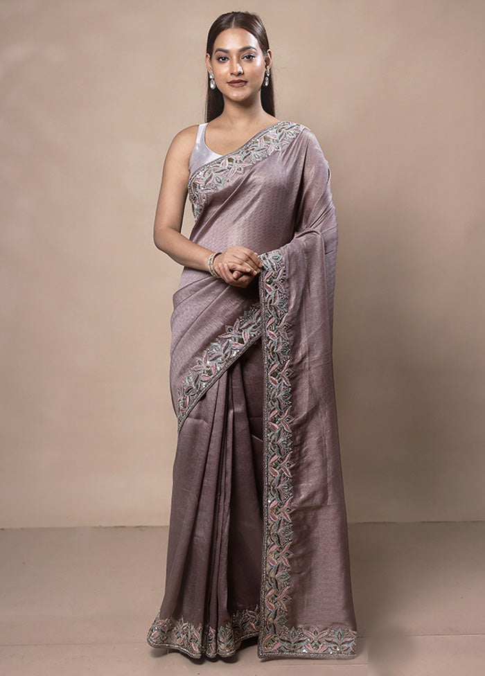 Purple Silk Saree With Blouse Piece