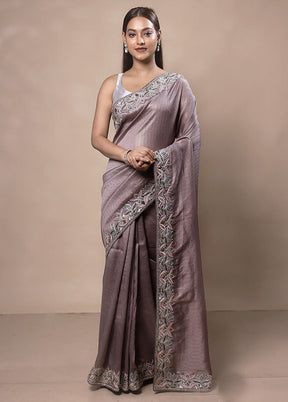 Purple Silk Saree With Blouse Piece