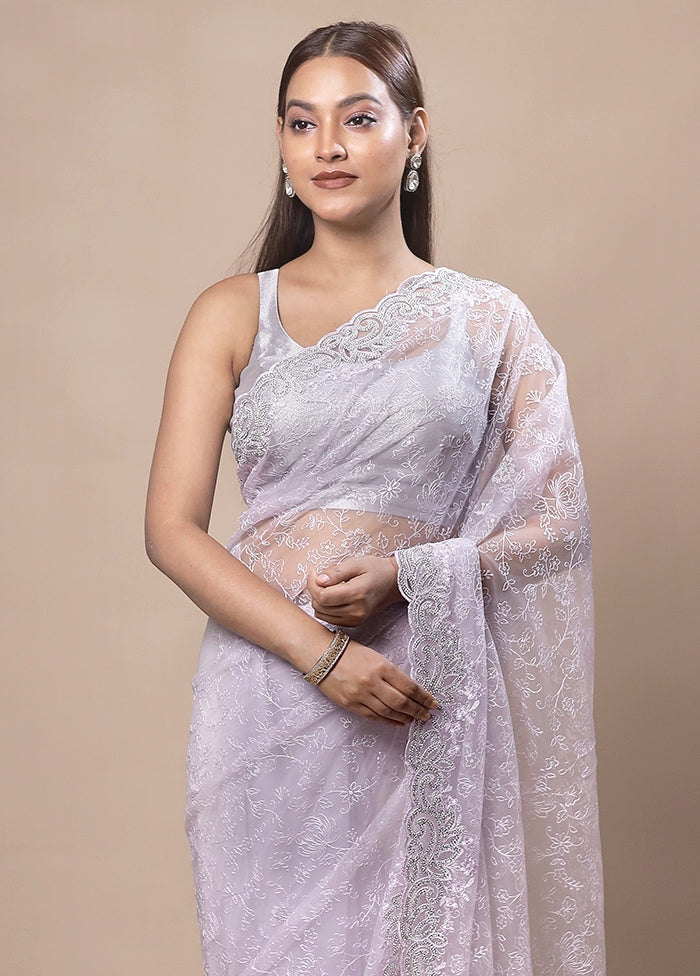 Purple Silk Saree With Blouse Piece