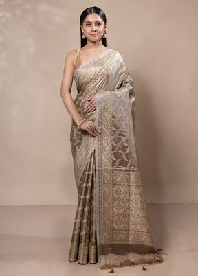 Brown Tissue Silk Saree With Blouse Piece