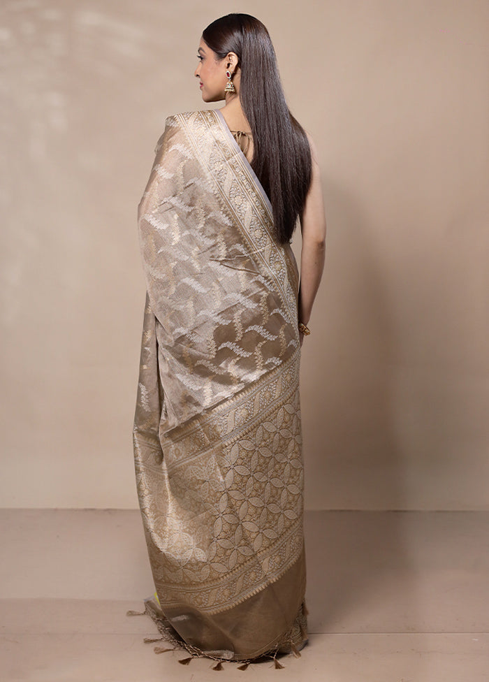 Brown Tissue Silk Saree With Blouse Piece