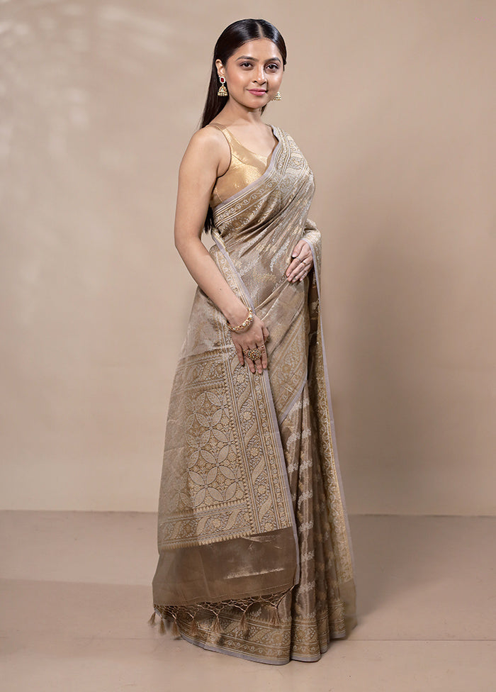 Brown Tissue Silk Saree With Blouse Piece