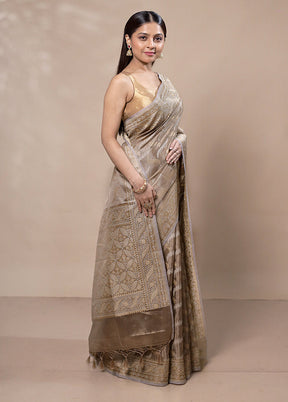Brown Tissue Silk Saree With Blouse Piece