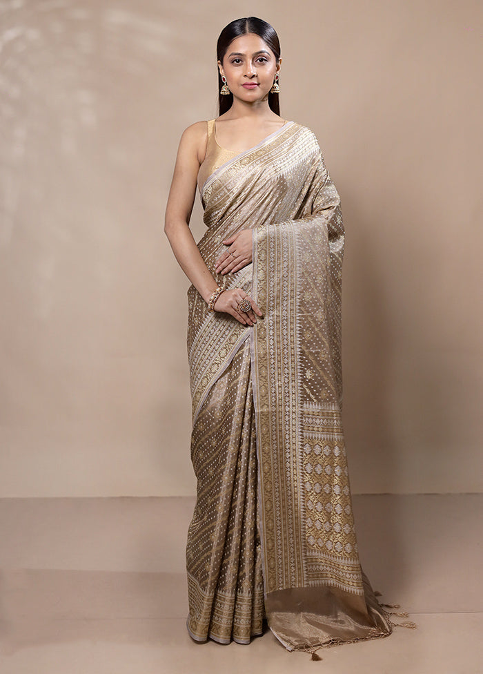 Brown Tissue Silk Saree With Blouse Piece