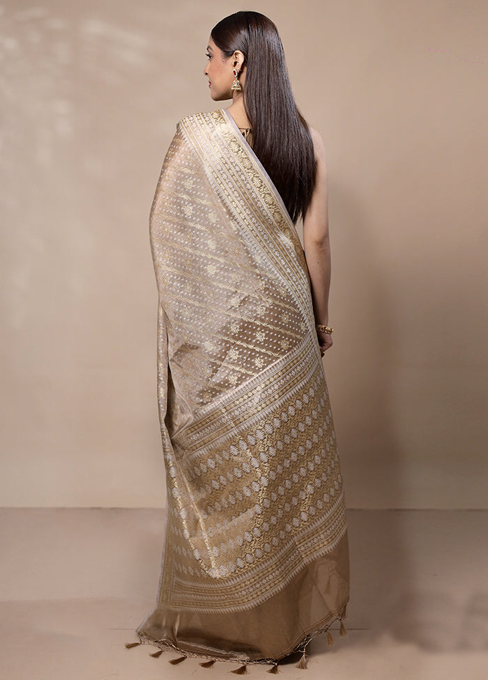 Brown Tissue Silk Saree With Blouse Piece