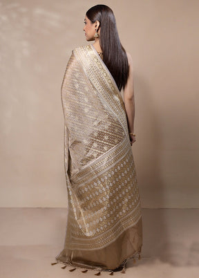 Brown Tissue Silk Saree With Blouse Piece