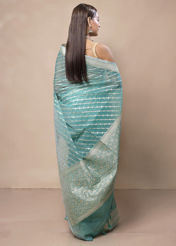 Blue Kora Silk Saree With Blouse Piece