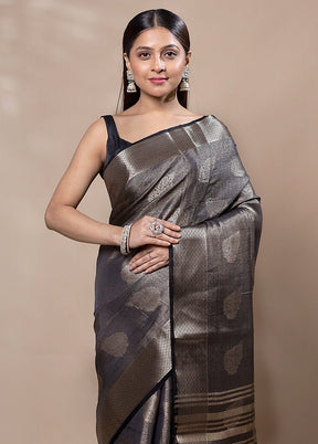 Grey Tissue Silk Saree With Blouse Piece