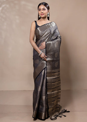 Grey Tissue Silk Saree With Blouse Piece
