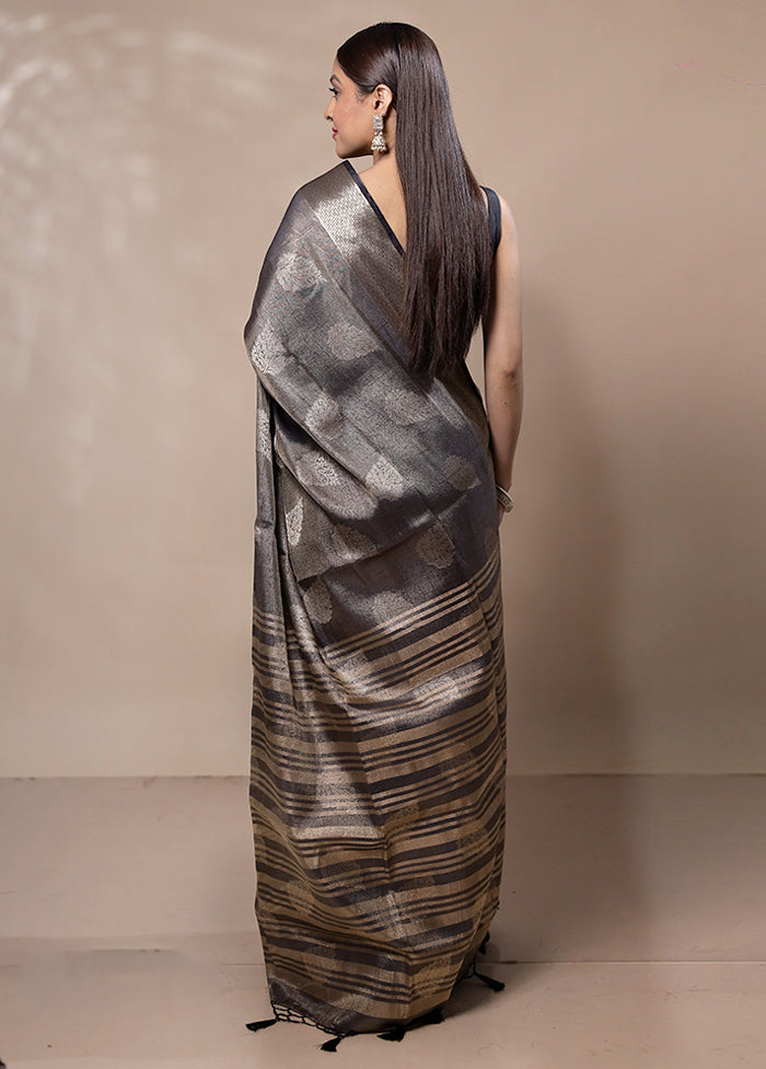 Grey Tissue Silk Saree With Blouse Piece