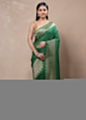 Green Dupion Silk Saree With Blouse Piece