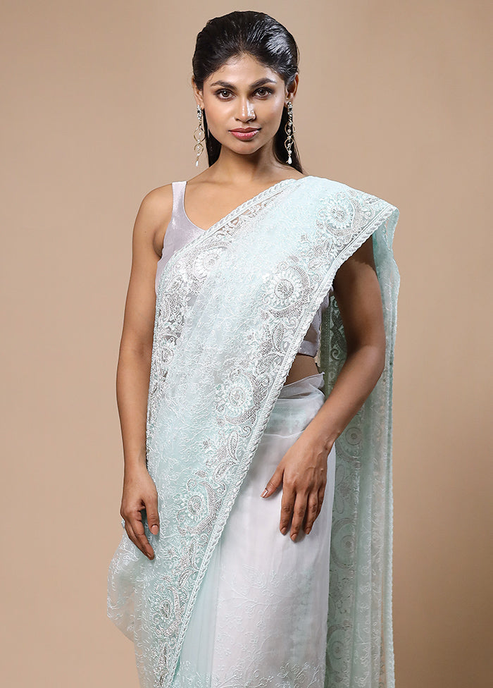 Blue Silk Saree With Blouse Piece
