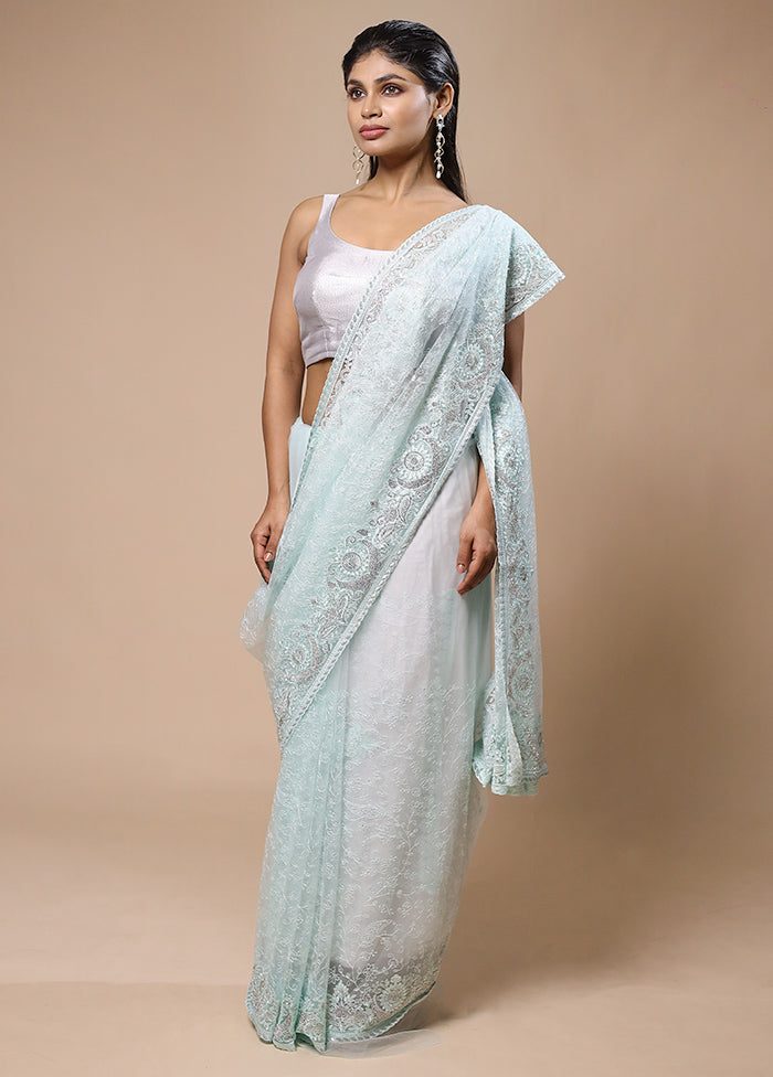 Blue Silk Saree With Blouse Piece