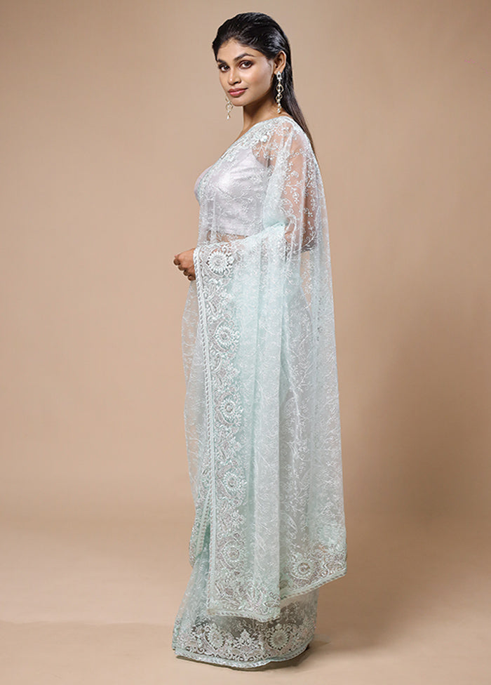 Blue Silk Saree With Blouse Piece