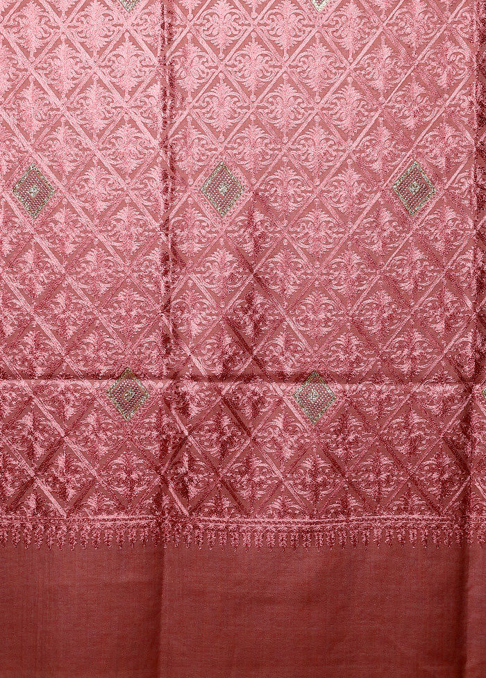 Peach Butta Work With Zari Woven Border Shawl