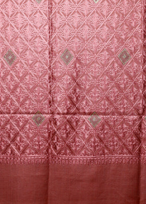 Peach Butta Work With Zari Woven Border Shawl