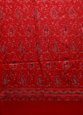 Red Butta Work With Zari Woven Border Shawl
