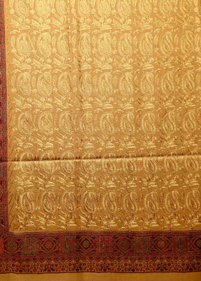 Yellow Butta Work With Zari Woven Border Shawl