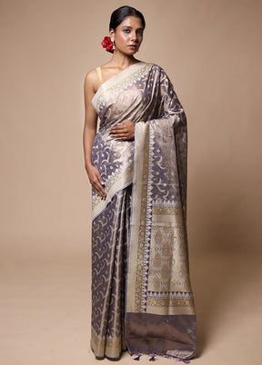 Purple Tissue Silk Saree With Blouse Piece