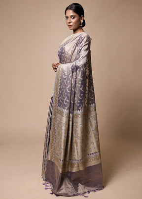 Purple Tissue Silk Saree With Blouse Piece
