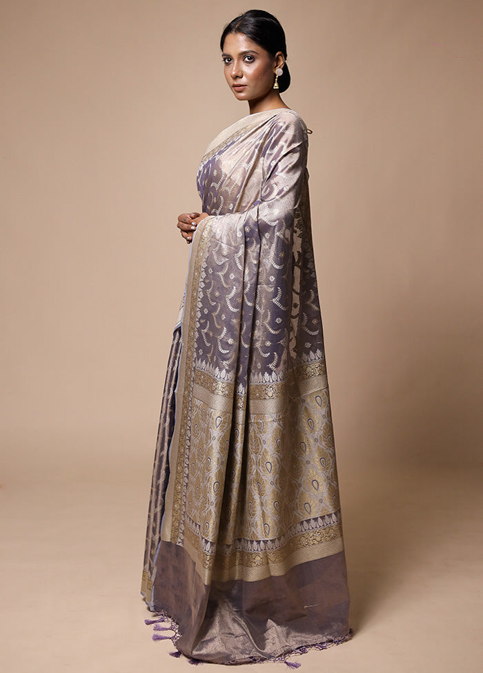 Purple Tissue Silk Saree With Blouse Piece