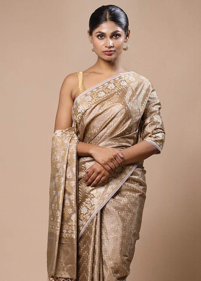 Brown Tissue Silk Saree With Blouse Piece