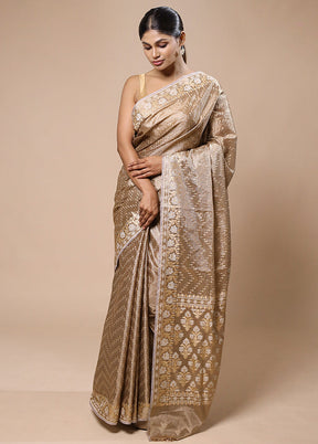 Brown Tissue Silk Saree With Blouse Piece