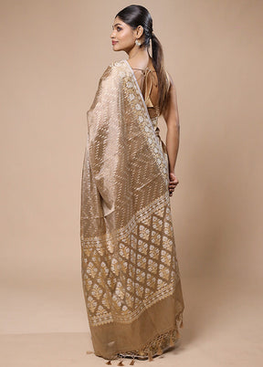 Brown Tissue Silk Saree With Blouse Piece