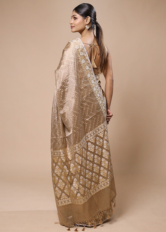 Brown Tissue Silk Saree With Blouse Piece