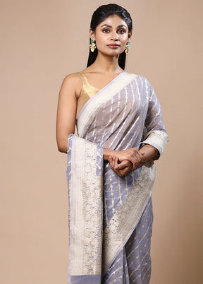 Purple Kora Silk Saree With Blouse Piece