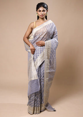 Purple Kora Silk Saree With Blouse Piece