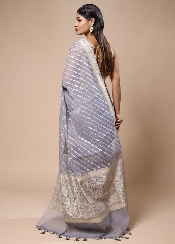 Purple Kora Silk Saree With Blouse Piece