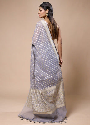 Purple Kora Silk Saree With Blouse Piece