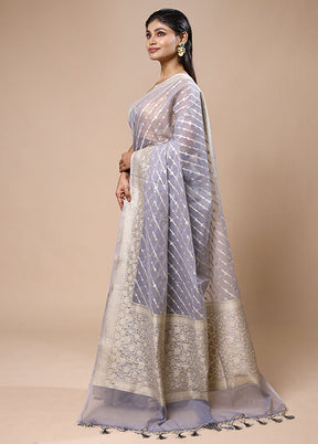 Purple Kora Silk Saree With Blouse Piece