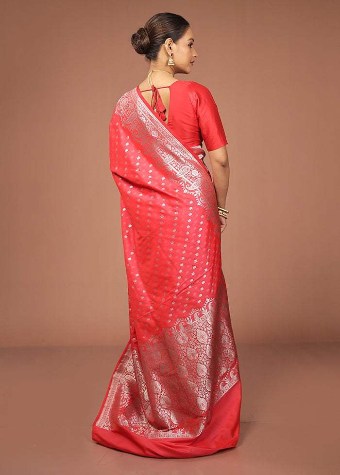 Red Katan Silk Saree With Blouse Piece